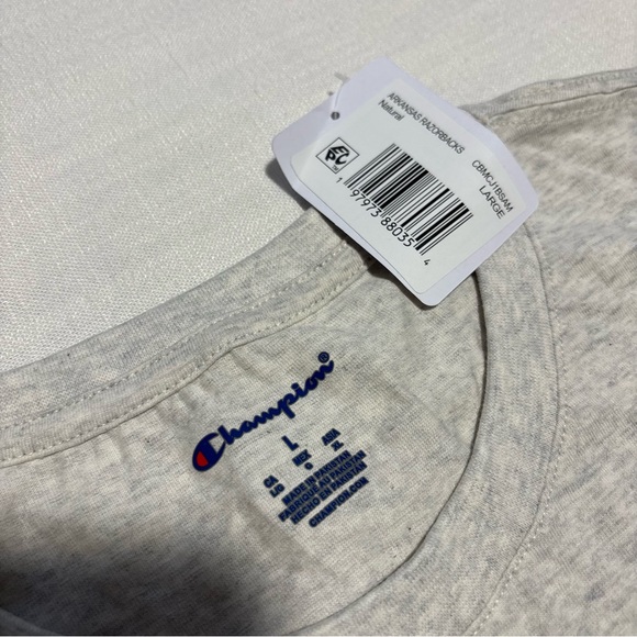 Men’s Champion Arkansas Razorbacks Tee | Natural / Ash Gray | Large | NWT - Picture 3 of 8